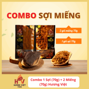 Combo Bò Khô 3 Gói 70g (2 Miếng + 1 Sợi) - Thỏa Mãn Miếng Dày